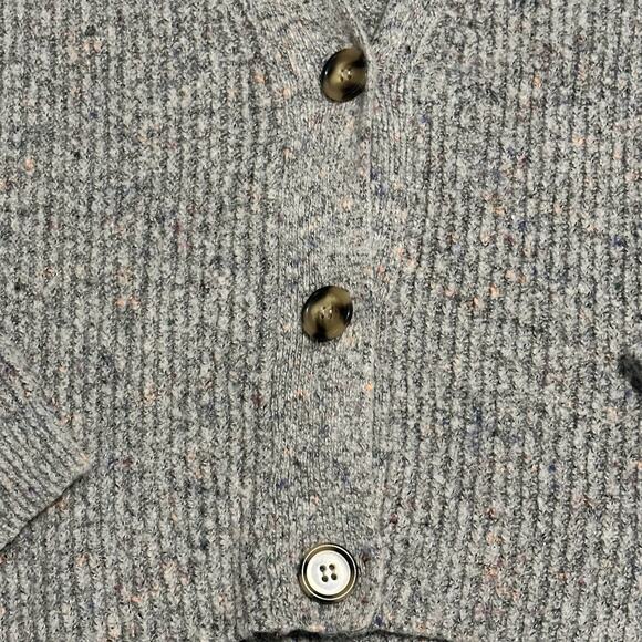 BB Dakota L Speckle Agent Cardigan Sweater Wool Blend Knit 3 Button V- Neck Gray - Picture 6 of 11